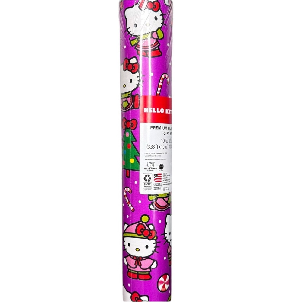 HELLO KITTY Christmas Purple Holiday GIFT Wrapping Paper 100sq ft